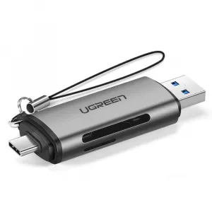 Ugreen CM184 adaptér USB-C TF + čítačka kariet SD / microSD, sivá (50706)