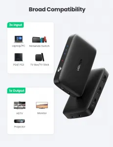 Ugreen CM332 HDMI Switch 4K, čierny (80125)