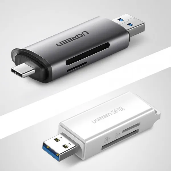 Ugreen CM184 adaptér USB-C TF + čítačka kariet SD / microSD, sivá (50706)