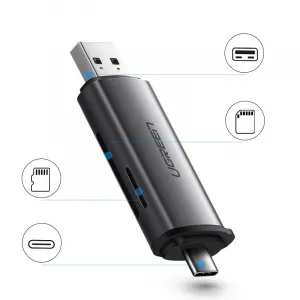 Ugreen CM184 adaptér USB-C TF + čítačka kariet SD / microSD, sivá (50706)
