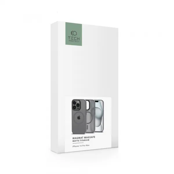 TECH-PROTECT MAGMAT Kryt s MagSafe pre iPhone 15 Pro Max, Titanium