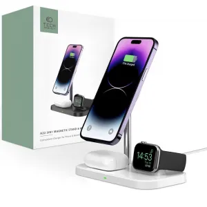 Tech-Protect A22 3in1 bezdrôtová nabíjačka na mobil / AirPods / Apple Watch, biela