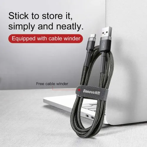 Baseus Type-C Cafule Cable 3A 1m Gray + čierna (CATKLF-BG1)