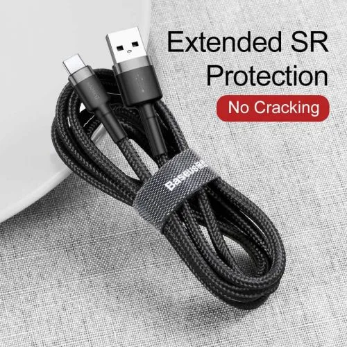 Baseus Type-C Cafule Cable 3A 1m Gray + čierna (CATKLF-BG1)