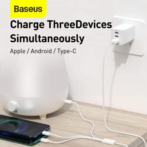 Kábel USB 3w1 Baseus Superior Series, USB do micro USB / USB-C / Lightning, 3,5 A, 1,2 m (biely) 026226