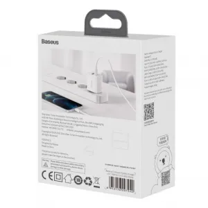 Kompaktná rýchlonabíjačka Baseus USB+ USB-C 20 W - biela