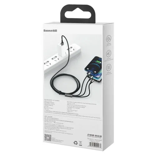 Kábel USB 3w1 Baseus Tungsten Gold, USB do micro USB / USB-C / Lightning, 3,5 A, 1,5 m... 025726
