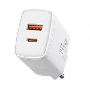 Kompaktná rýchlonabíjačka Baseus USB+ USB-C 20 W - biela
