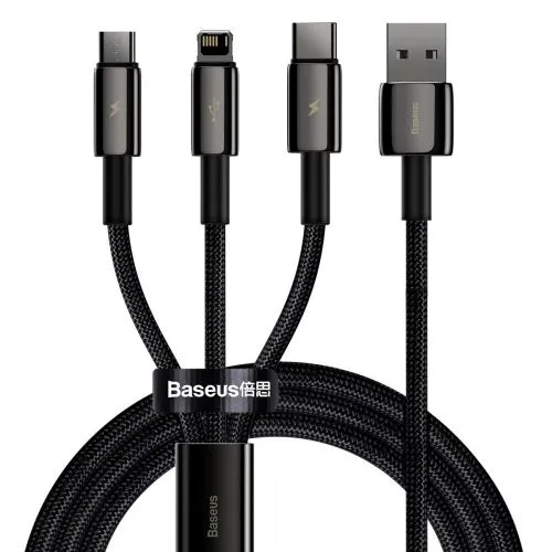 Kábel USB 3w1 Baseus Tungsten Gold, USB do micro USB / USB-C / Lightning, 3,5 A, 1,5 m... 025726