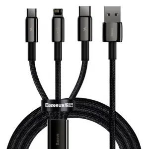 Kábel USB 3w1 Baseus Tungsten Gold, USB do micro USB / USB-C / Lightning, 3,5 A, 1,5 m... 025726