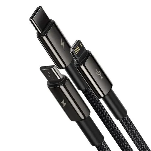Kábel USB 3w1 Baseus Tungsten Gold, USB do micro USB / USB-C / Lightning, 3,5 A, 1,5 m... 025726