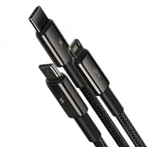Kábel USB 3w1 Baseus Tungsten Gold, USB do micro USB / USB-C / Lightning, 3,5 A, 1,5 m... 025726