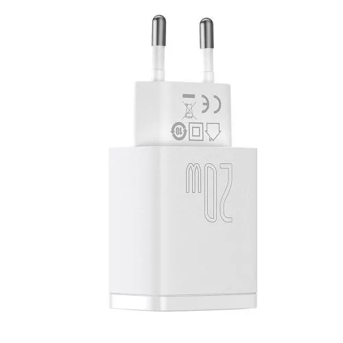 Kompaktná rýchlonabíjačka Baseus USB+ USB-C 20 W - biela