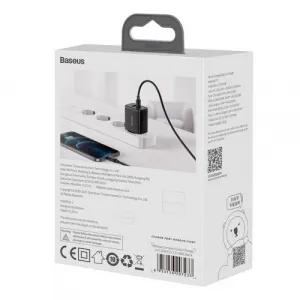 Kompaktná rýchlonabíjačka Baseus USB+ USB-C 20W - čierna