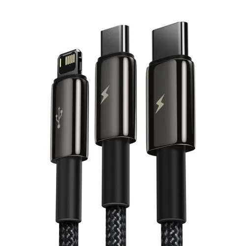 Kábel USB 3w1 Baseus Tungsten Gold, USB do micro USB / USB-C / Lightning, 3,5 A, 1,5 m... 025726