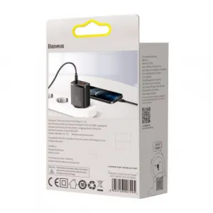 Kompaktná rýchlonabíjačka Baseus, 2xUSB, USB-C, PD, 3A, 30W (čierna) 028970