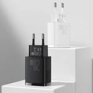Kompaktná rýchlonabíjačka Baseus USB+ USB-C 20 W - biela