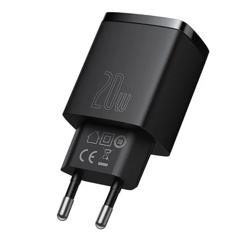 Kompaktná rýchlonabíjačka Baseus USB+ USB-C 20W - čierna
