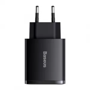 Kompaktná rýchlonabíjačka Baseus, 2xUSB, USB-C, PD, 3A, 30W (čierna) 028970
