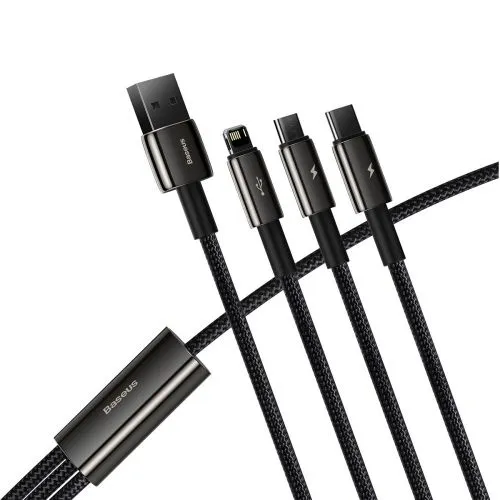 Kábel USB 3w1 Baseus Tungsten Gold, USB do micro USB / USB-C / Lightning, 3,5 A, 1,5 m... 025726