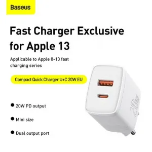 Kompaktná rýchlonabíjačka Baseus USB+ USB-C 20 W - biela