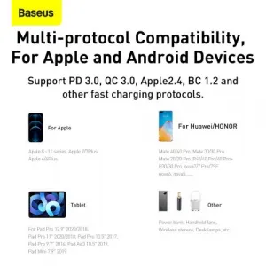 Kompaktná rýchlonabíjačka Baseus USB+ USB-C 20 W - biela