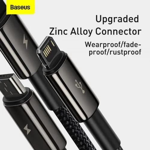 Kábel USB 3w1 Baseus Tungsten Gold, USB do micro USB / USB-C / Lightning, 3,5 A, 1,5 m... 025726