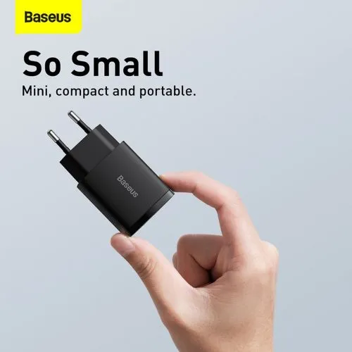 Kompaktná rýchlonabíjačka Baseus USB+ USB-C 20W - čierna