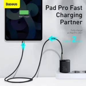 Kompaktná rýchlonabíjačka Baseus, 2xUSB, USB-C, PD, 3A, 30W (čierna) 028970