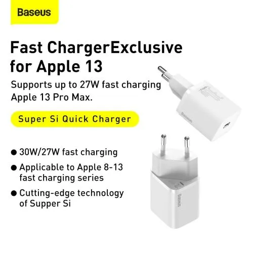 Baseus Super Si Quick Charger 1C 30W nástenná nabíjačka (biela) 027582