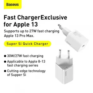 Baseus Super Si Quick Charger 1C 30W nástenná nabíjačka (biela) 027582