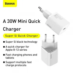 Baseus Super Si Quick Charger 1C 30W nástenná nabíjačka (biela) 027582
