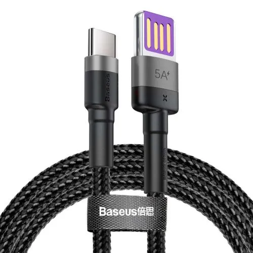 Baseus Cafule Huawei SuperCharge kábel USB na USB-C, QC 3.0, 5A 1m (čierno-sivý) 019259
