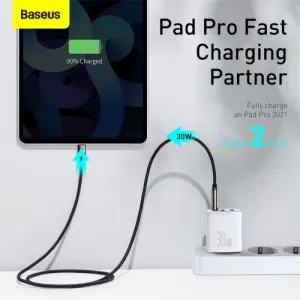 Kompaktná rýchlonabíjačka Baseus, 2xUSB, USB-C, PD, 3A, 30W - biela