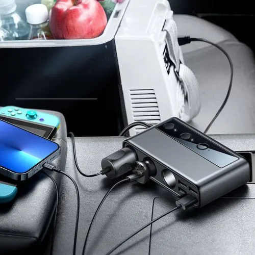 Joyroom Car Charger 9-in-1, (C+U+U+U+U+U+ 3 cigarette lighter socket) 154W, čierna (JR-CL06)