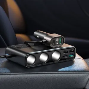 Joyroom Car Charger 9-in-1, (C+U+U+U+U+U+ 3 cigarette lighter socket) 154W, čierna (JR-CL06)