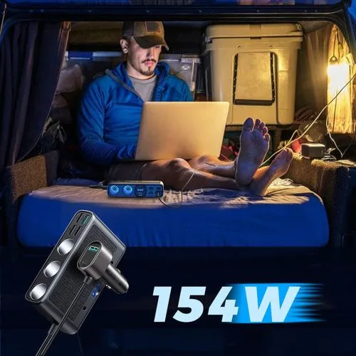 Joyroom Car Charger 9-in-1, (C+U+U+U+U+U+ 3 cigarette lighter socket) 154W, čierna (JR-CL06)
