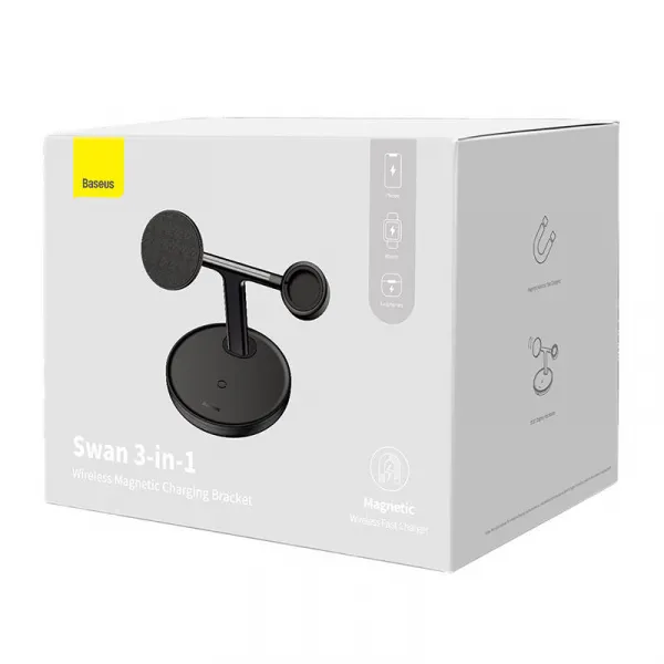 Magnetic Charging Bracket Baseus Swan 3 in 1 20W (black) Varianta: uniwersalny