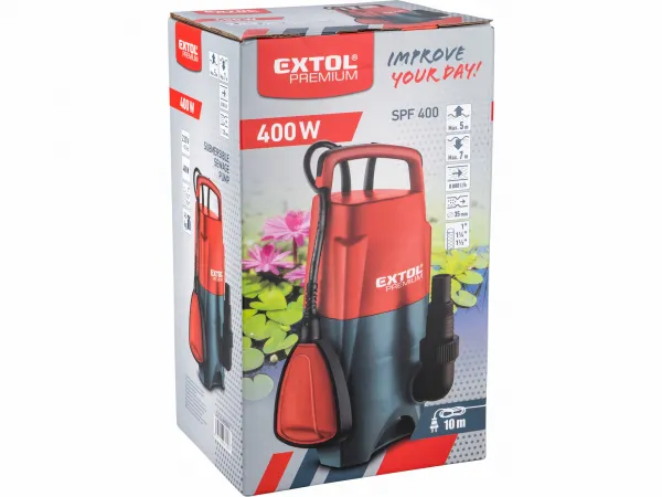 EXTOL PREMIUM 8895006 Čerpadlo ponorné kalové, príkon 400W, 8000l/hod, 10m