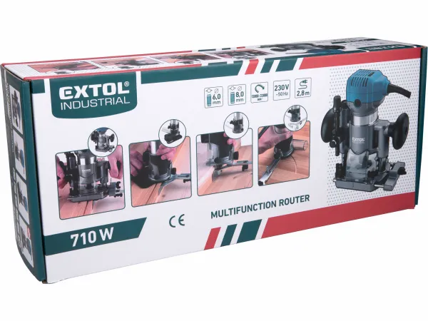 EXTOL INDUSTRIAL 8793302 Frézka ohraňovacia jednoručná, príkon 710W, klieština 6-8mm