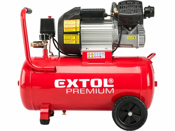 EXTOL PREMIUM 8895320 Kompresor olejový dvojvalcový, príkon 2,2kW, nádoba 50l, max. 8bar