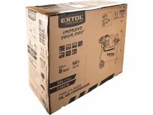 EXTOL PREMIUM 8895320 Kompresor olejový dvojvalcový, príkon 2,2kW, nádoba 50l, max. 8bar