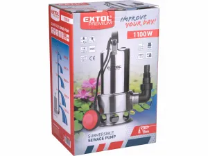 EXTOL PREMIUM 8895016 Čerpadlo ponorné kalové antikorové 1100W, max. 15000l/hod, výtlak 9,5m