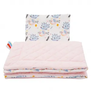 Obojstranný Set z Velvet do kočíka New Baby pávy ružový