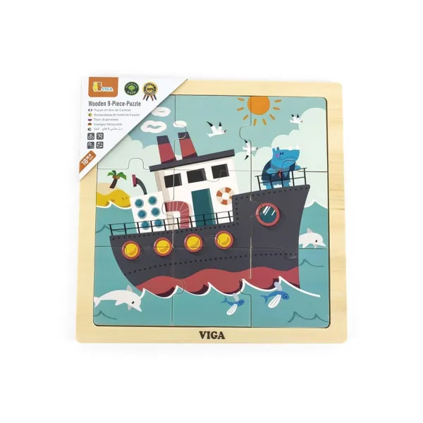 Drevené puzzle pre najmenších Viga 9 ks Loď