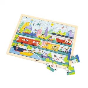 Drevené puzzle 48 dielikov Viga Doprava