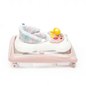 Detské chodítko Baby Mix s volantom a silikónovými kolieskami ružové