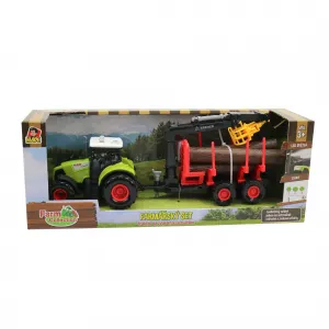 MADE - Traktor s prívesom, ramenom, zelená