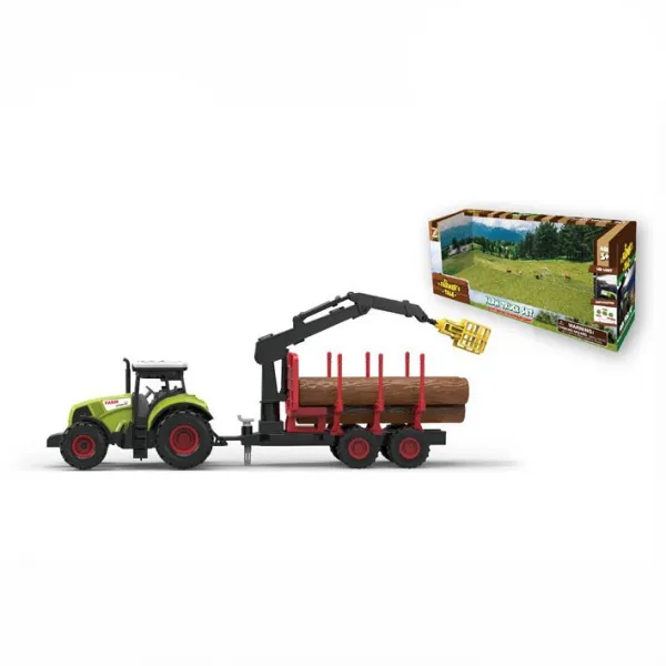 MADE - Traktor s prívesom, ramenom, zelená