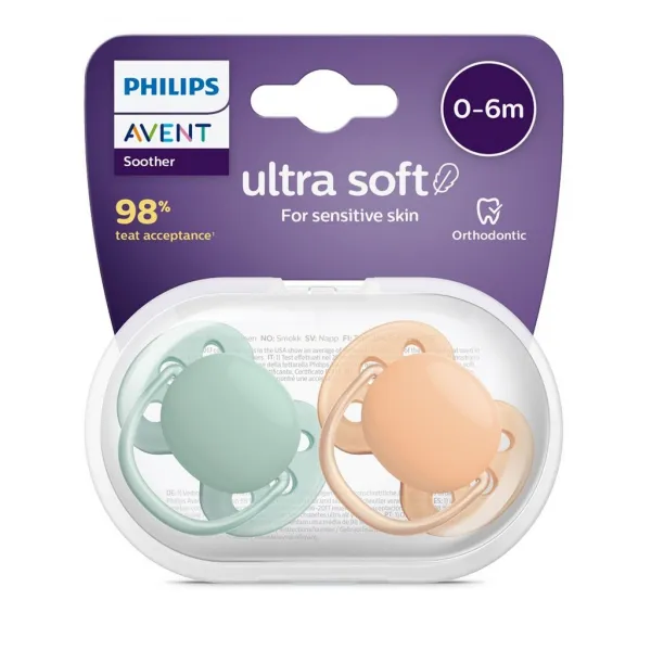 PHILIPS AVENT - Cumlík Ultrasoft Premium neutral 0-6m 2 ks
